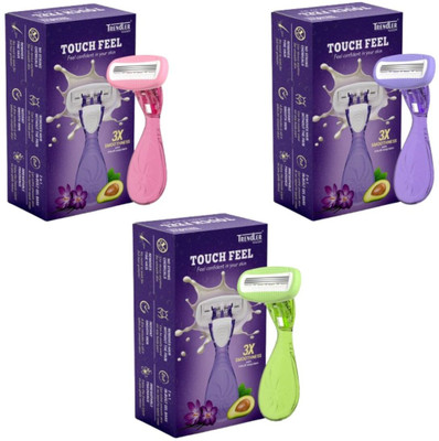 TRENDLER Touch Feel Razor with 3X Smoothness, skin as you shave(Pink, Purple & Green), Women(Pack of 3)