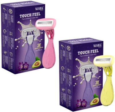 TRENDLER Touch Feel Pink & Yellow Mini Travel Cartridge Hair Removal Razor for Women, Women(Pack of 2)