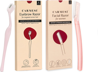 Carmesi Face Hair Removal Pack | 3 Face Razor & 3 Eyebrow Razor | Instant & Painless, Women(Pack of 6)