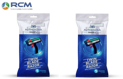RCM Authenzaa Mens Razor Twin Blade (with lubricant strip), Men(Pack of 10)