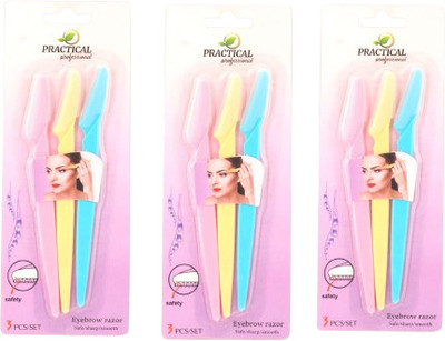 PRACTICAL 3in1 Eyebrow Razor – Multi-Purpose Travel Razor – Pack of 9, Women(Pack of 9)