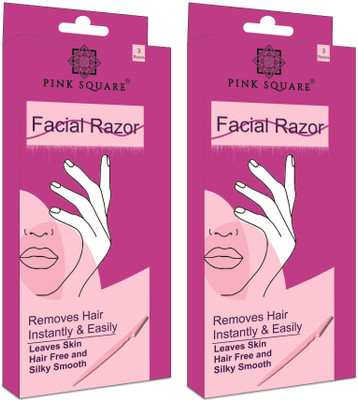 Pink Square Reusable Blink & Glow Face Razor for Women | Upper Lip, Eyebrows - Pack of 2, Women(Pack of 2)