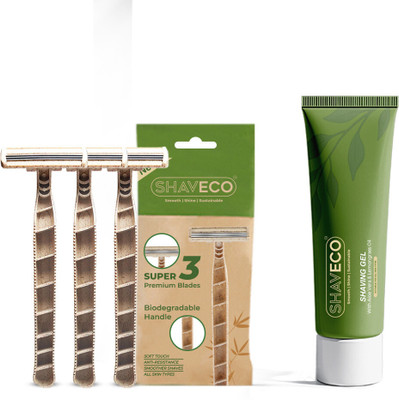 SHAVECO Bamboo Disposable Razor (Pack of 3) & Natural Shaving Gel Combo | Shaving Razor, Men(Pack of 3)