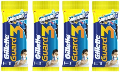 GILLETTE Guard 3 Shaving Razor – Handle + Cartridge, 4pcs.  (Pack of 4)