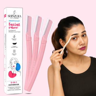 Shinzura Women’s Face Razor – Smooth & Painless Hair Removal Tool (Pink, 3 Razors), Men & Women(Pack of 3)