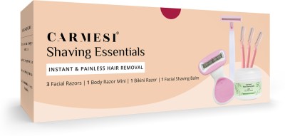 Carmesi Shaving Essentials | 3 Facial+ 1 Body+ 1 Bikini Razor, Facial Shaving Balm(Pack of 6)
