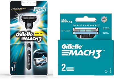 Gillette Mach3 Shaving Razor and 2 More cartridge (Pack of 2)(Pack of 2)