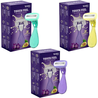 TRENDLER Touch Feel Razor 3 Blade Mini Travel razor with Compact case, Women(Pack of 3)
