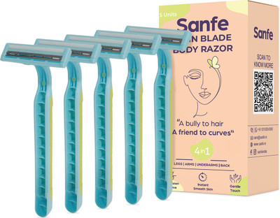 Sanfe Women's Disposable 2-Blade Razor - Smooth Shave for Legs, Arms & Bikini Line, Women(Pack of 5)