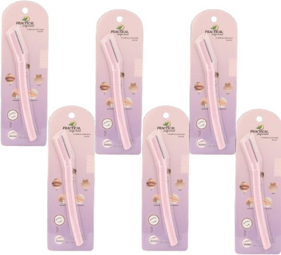 PRACTICAL Eyebrow Razor (Pink) – Sharp Yet Safe Blade for Face – Pack of 6, Women(Pack of 6)