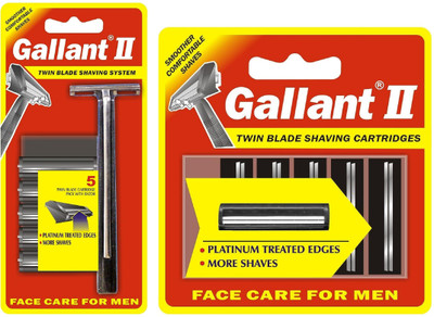 Gallant II Twin Blade Shaving Razor & Blades Pack of 5 (Total Pack of - 6), Men(Pack of 6)
