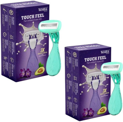 TRENDLER Touch Feel Razor 3-Blade Body Razor for Women's With Travel Case, Women(Pack of 2)