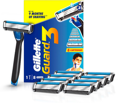 Gillette Guard 3 Single Razor for men with 8 shaving Blades, Men(Pack of 9)