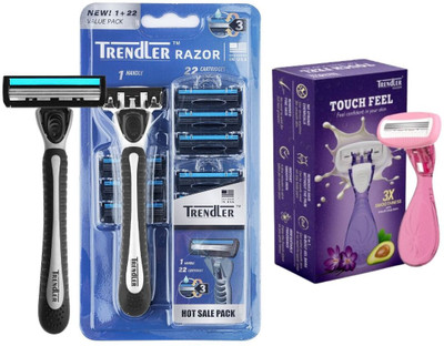 TRENDLER Touch Feel 3 blade Women razor & 3 Blade Men razor, Men & Women(Pack of 2)
