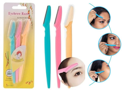 Color Stock Flawless & Reusable Eyebrows Razor for Instant Painless Hair Remove (Set of 3), Men & Women(Pack of 3)