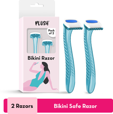 PLUSH Bikini Razor | Pack of 2 | Reusable Safe Hair Removal For Bikini Line |, Women(Pack of 2)