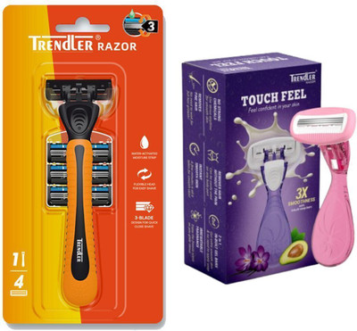 TRENDLER Touch Feel Body Hair Removal Razor with Travel Case and shaving razor for man, Men & Women(Pack of 2)