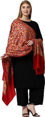 swi stylish Wool Embroidered Women Shawl(Maroon)