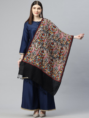 swi stylish Wool Embroidered Women Shawl(Multicolor)