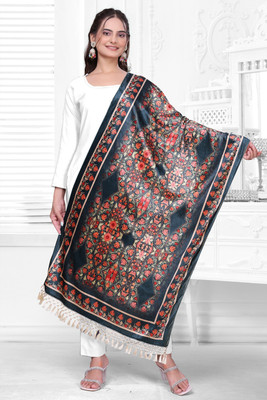 SILMAIRA Velvet Striped Women Shawl(Black)