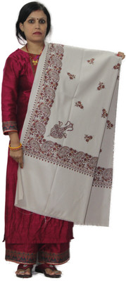 HouseOfCommon Wool Printed Women Shawl(White, Beige)
