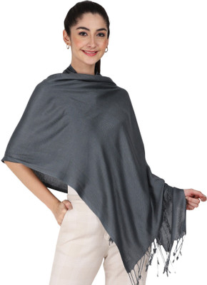 Cashmere Craft Viscose Solid Women Shawl(Grey)