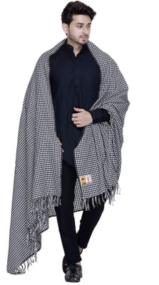MANBHAV Acrylic Checkered Men Shawl(Black)