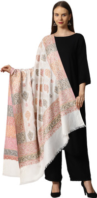 swi stylish Wool Printed Women Shawl(White)