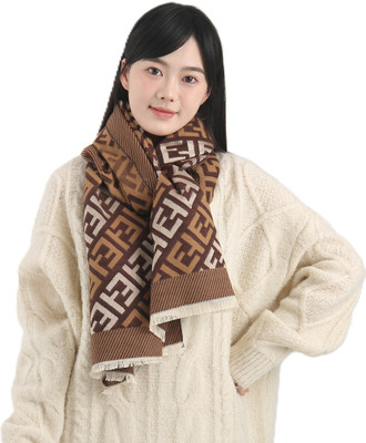 Frackson Acrylic, Wool Solid, Self Design Women Shawl(Brown)