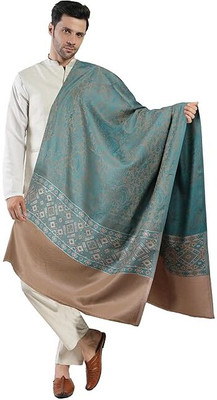 Braid N Cord Polyester Wool Blend Applique Men Shawl(Blue)