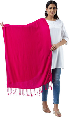 ML HUB Wool Solid Women Shawl(Pink)