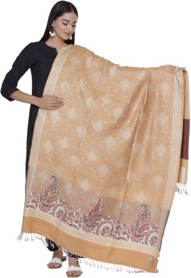 MANBHAV Acrylic Floral Print Women Shawl(Gold)