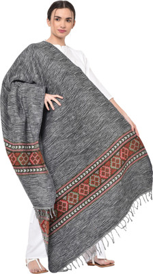 Royal-E-Kashmir Wool Printed Women Shawl(Grey)