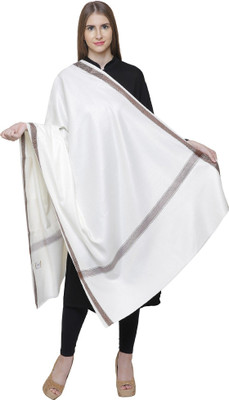 CHOUDHARYRETAILS Wool Woven Women Shawl(White)