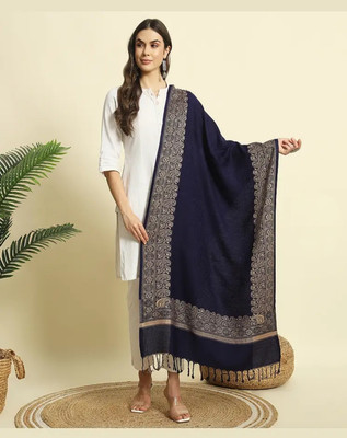Desttronne Wool Self Design Women Shawl(Maroon)