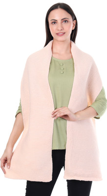 MHAX Wool Self Design Women Shawl(Brown)