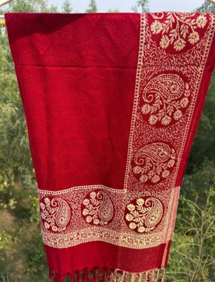 HARISH Poly Wool Self Design Women Shawl(Red)