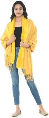 Life and style Wool Solid Women Shawl(Yellow)