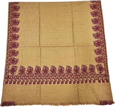 Kti Viscose, Acrylic Floral Print Women Shawl(Beige)