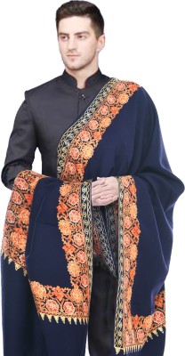 Life and style Wool Embroidered Men Shawl(Blue)