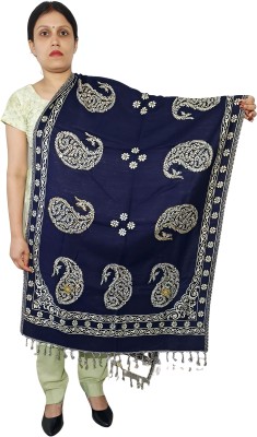 Kashmiri queen Viscose Woven Women Shawl(Blue)