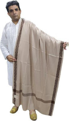 Royal-E-Kashmir Wool Embroidered Men Shawl(Beige)