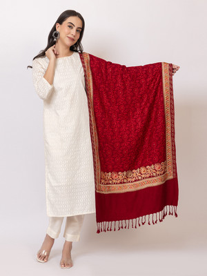 Sudako Viscose Self Design Women Shawl(Maroon)