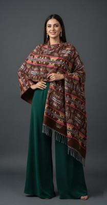 Sudako Acrylic Printed Women Shawl(Brown)