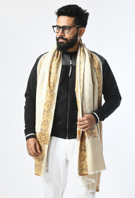 manra Wool Self Design Men Shawl(Beige)