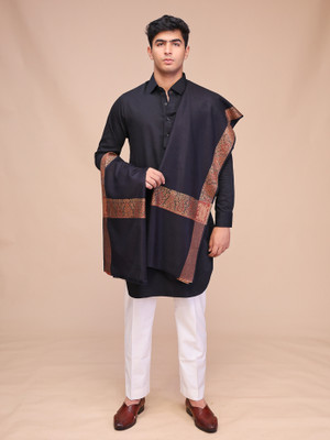 swi stylish Wool Woven Men Shawl(Black)