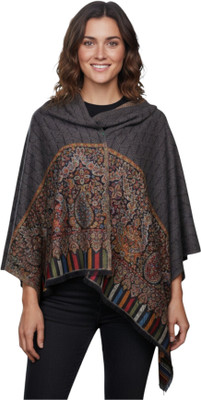 shahposh Wool, Viscose Paisley, Printed Women Shawl(Black)