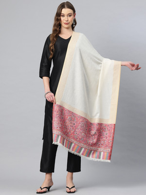 swi stylish Wool Printed Women Shawl(White)