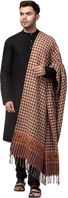 Braid N Cord Polyester Wool Blend Self Design Men Shawl(Maroon)