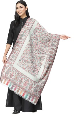 Anekaant Polyester Self Design Women Shawl(White)